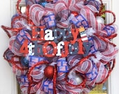 Patriotic Mesh Wreath USA America