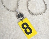 Typewriter Key Necklace with Number 8 Metal Tag