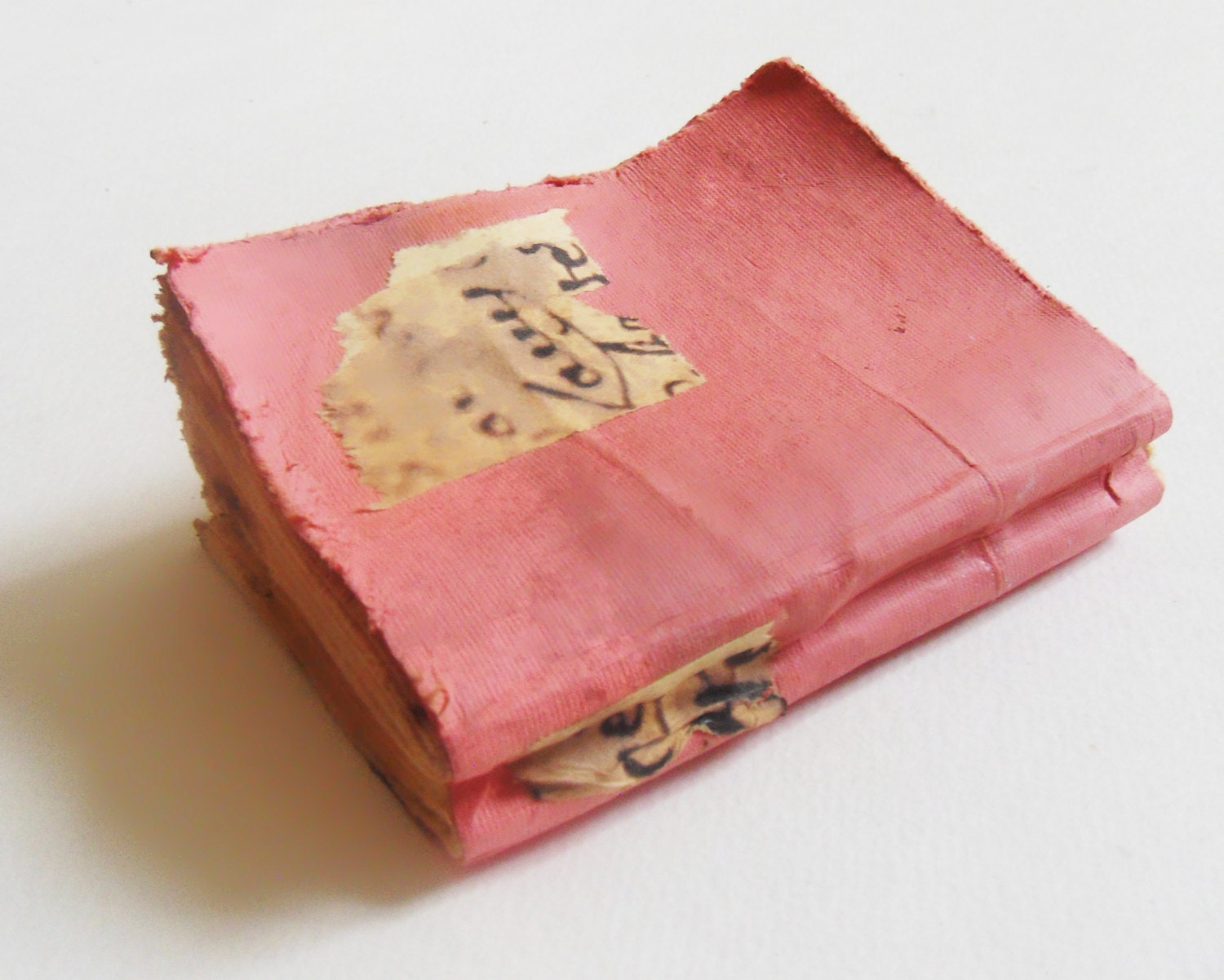 Ancient antiqued journal, rough crude cover. stains, burnt edges, rough,