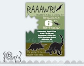 Dinosaur Party Invitation with T-Rex bite