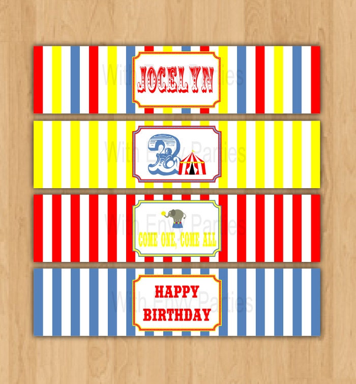Circus - Carnival Water Bottle Wraps - Water Bottle Labels - Printable Il_570xn