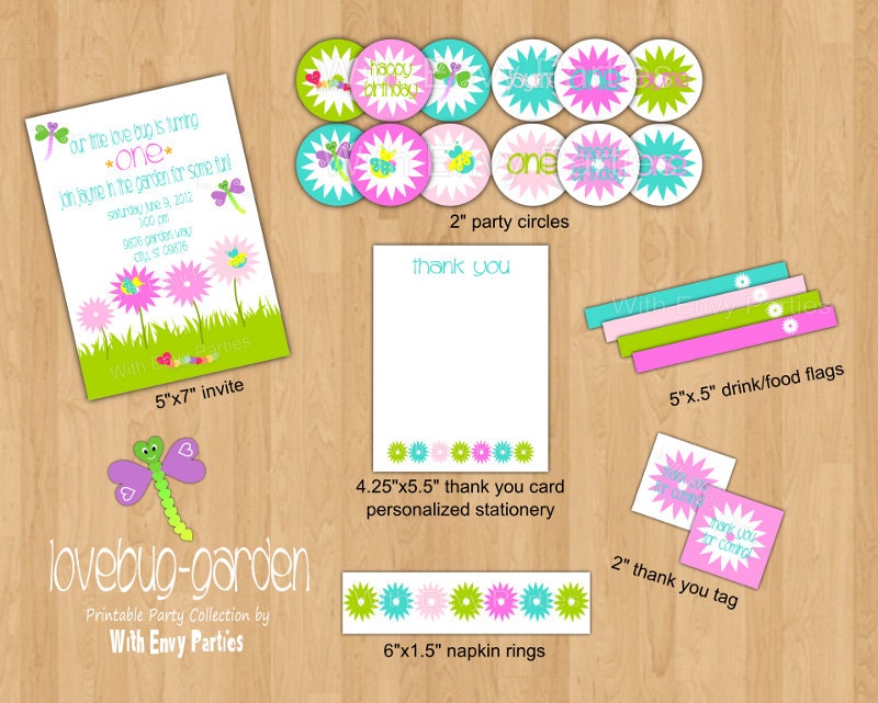 Lovebug - Garden - Printable Party Collection by With Envy Parties - FULL Set Il_570xn