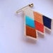Chevron diamond badge embroidered coral blue peach tan brooch Tuareg inspired