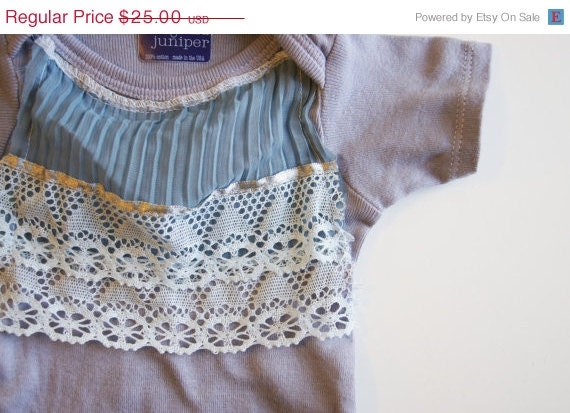 Memorial Day SALE Baby Girl Onesie Clothes // Hand Dyed Gray with a Lace Collar // Lady Darling