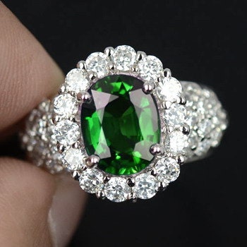The Ring Stone Silver 925 Sterling GREEN TSAVORITE GARNET 3.5 G.
