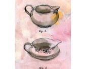 Greeting Card Two Jugs Illustration Ink Gouache Fine Art Giclee Print Mother's Day