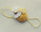 Baby Headband - Lemon Yellow Headband - Yellow and White Headband - Photo Prop