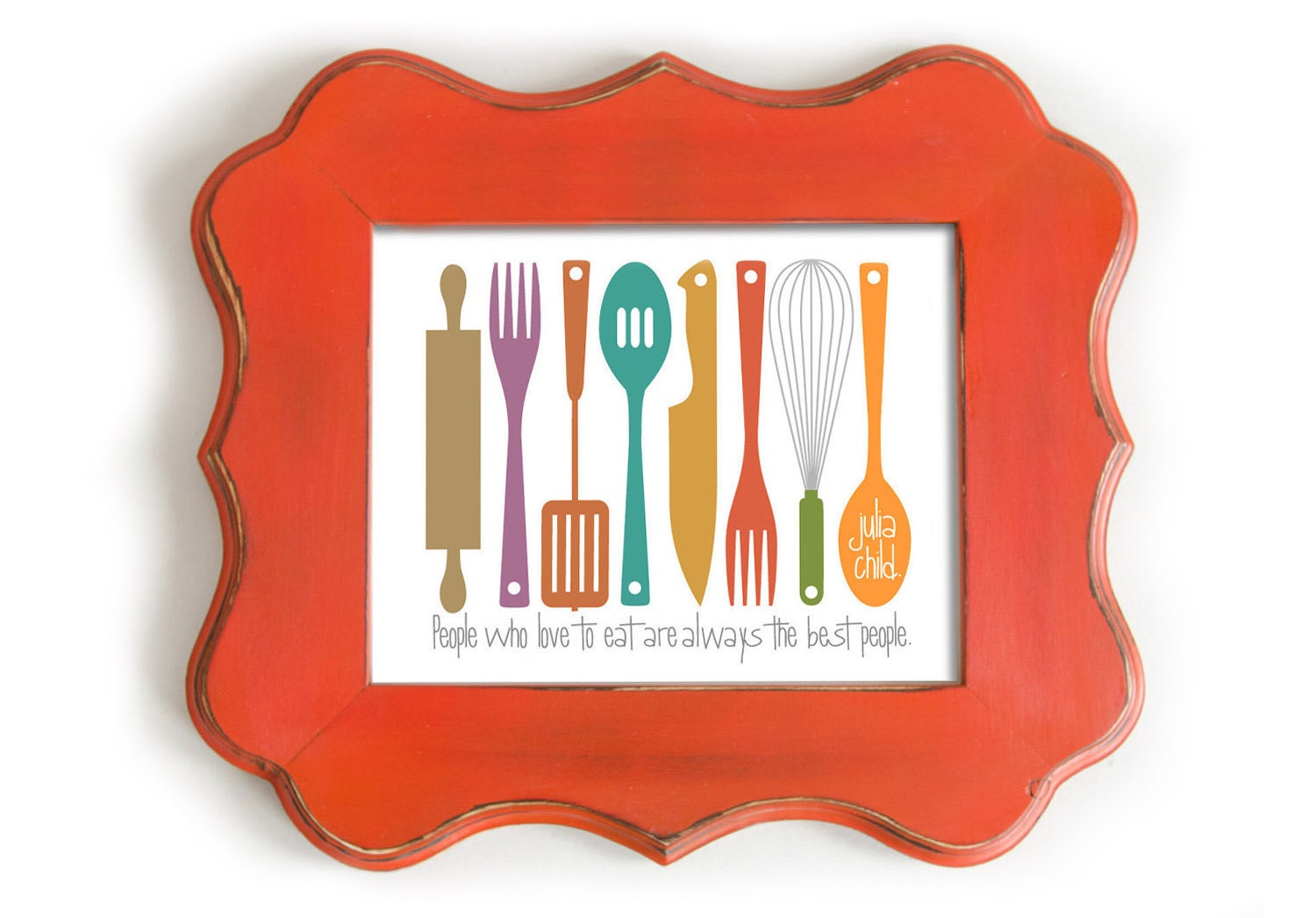 Kitchen Art Print Decor Colorful Cooking Julia Child Quote