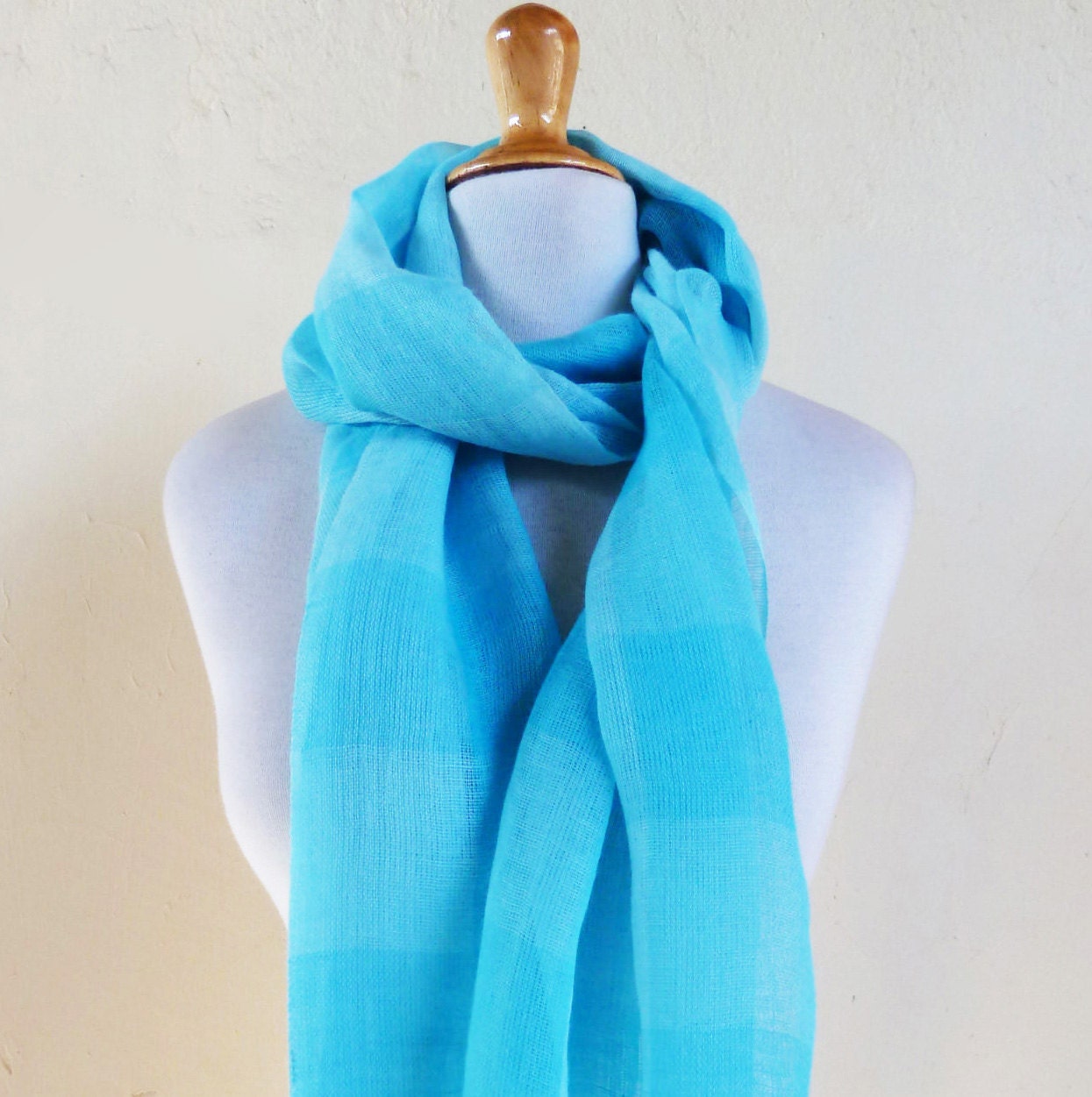 Fringed Summer scarf - TURQUOISE - Summer / Spring - womens accessories