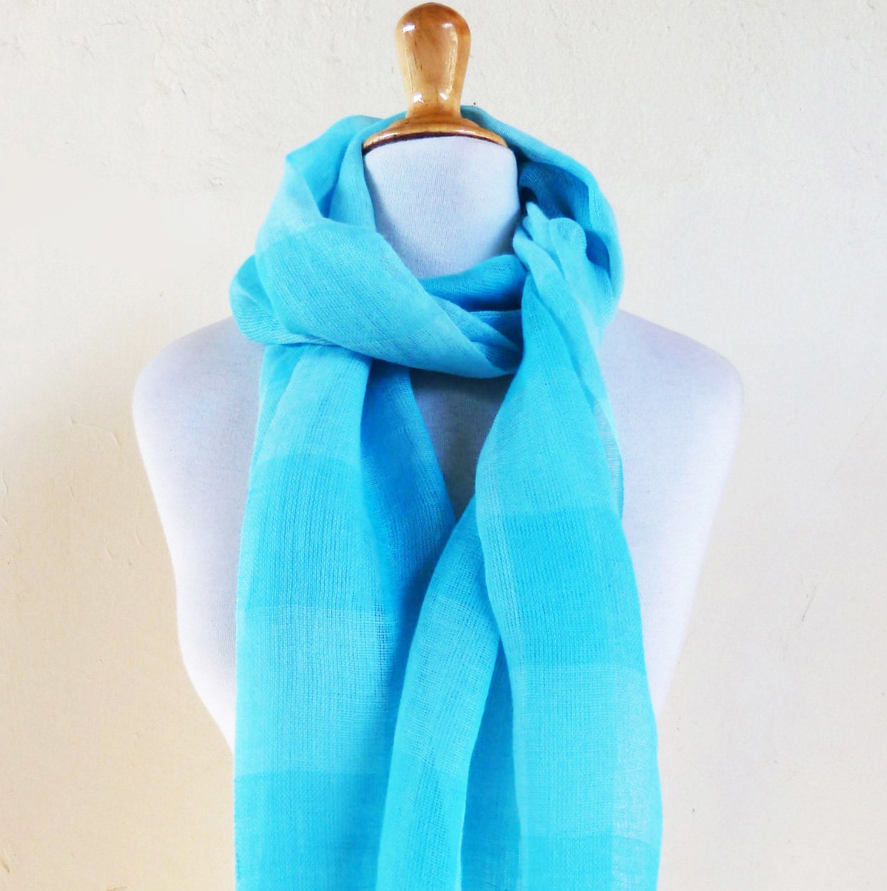Fringed Summer scarf - TURQUOISE - Summer / Spring - womens accessories