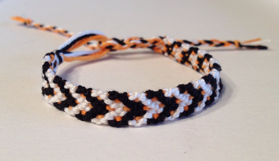 Orange, Black & White Chevron - Friendship Bracelet
