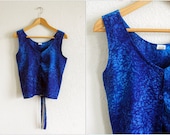 vtg 90's boho OCEAN tank top with tie back