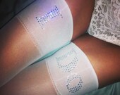white sheer thigh highs with crystallized "i do" by dbleudazzled