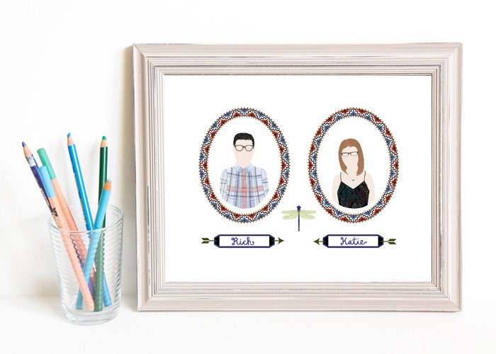 Though Very Humble : Custom Sweethearts Southby Cameo Pair Portrait Illustration