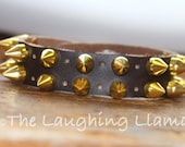 Gold Spike Leather Cuff Bracelet