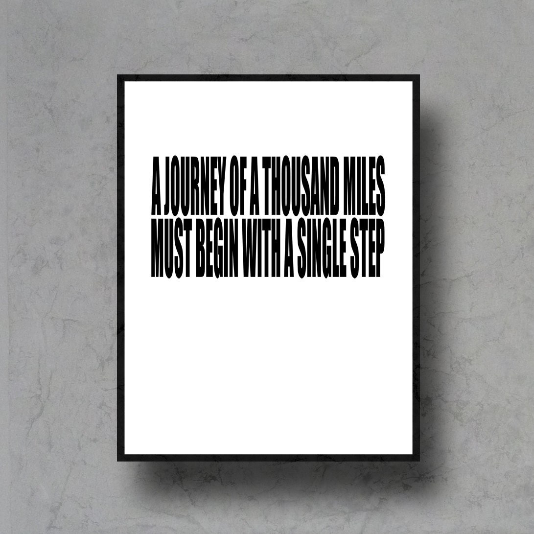 journey travel typographic art print quote poster inspirational black white typography 8x10 home decor motivational