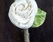 Ivory Boutonniere Made to Order- Groom Wedding, Buttonhole, Groomsmen, Sola Flower, Wedding, Wedding Flowers