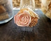 Wedding Hair Accessory- Bridal Bridesmaid Hair Comb, Handmade Flower, Shabby Chic Wedding, Rustic Wedding, Beach Wedding