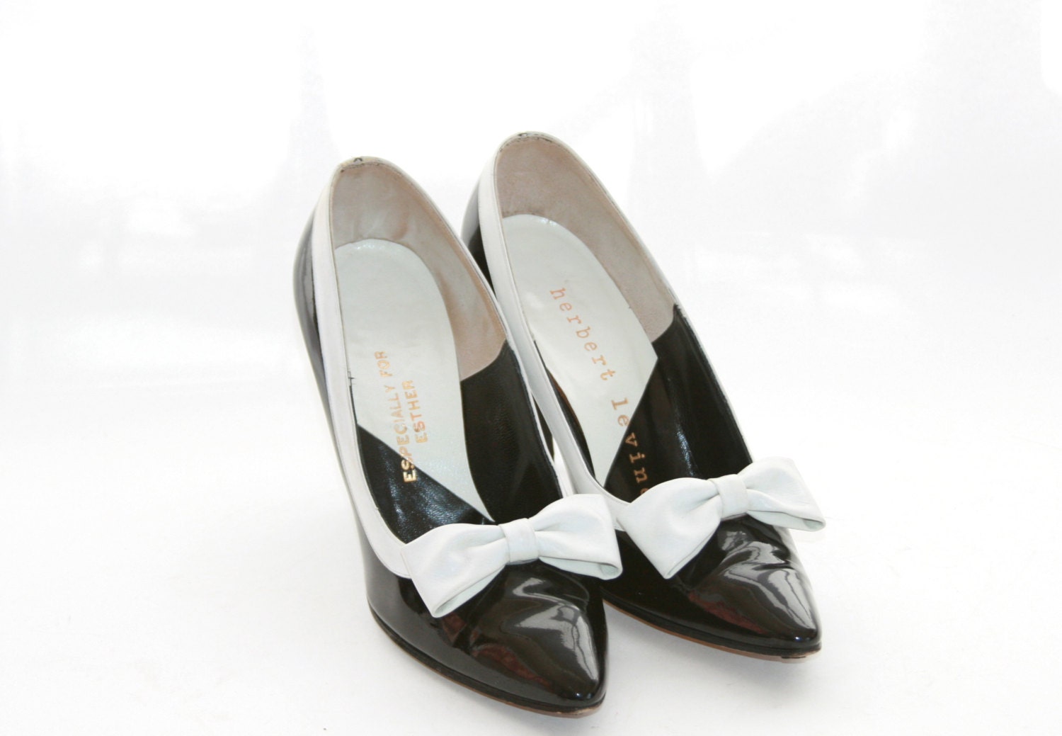 Herbert Levine - Black and White Bow Heels - Size 7 or 65