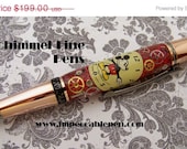 Fathers Day Sale Handmade Schimmel Pen, Retro Mickey Mouse Yellow Watch Face Steampunk Parts Pen.  Comes in clear top Display Box