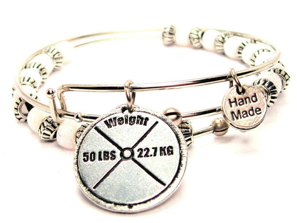 50 Lb Weight Set of two beaded bangles charm bracelet