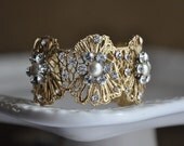Gold Cuff Bracelet,Gold Rhinestone Bracelet,Bridal Cuff Bracelet,Vintge Style Cuff Bracelet,VENUS