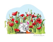 Louie Sleeping in Poppies Print