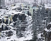 Iced Waterfall, Pacific Northwest, Trees, Nature 12 x 18
