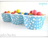 AQUA CANDY Cups- portion cups- ice cream cups- polka dot cups- baking cups- cupcake wrappers-20 count Il_170x135