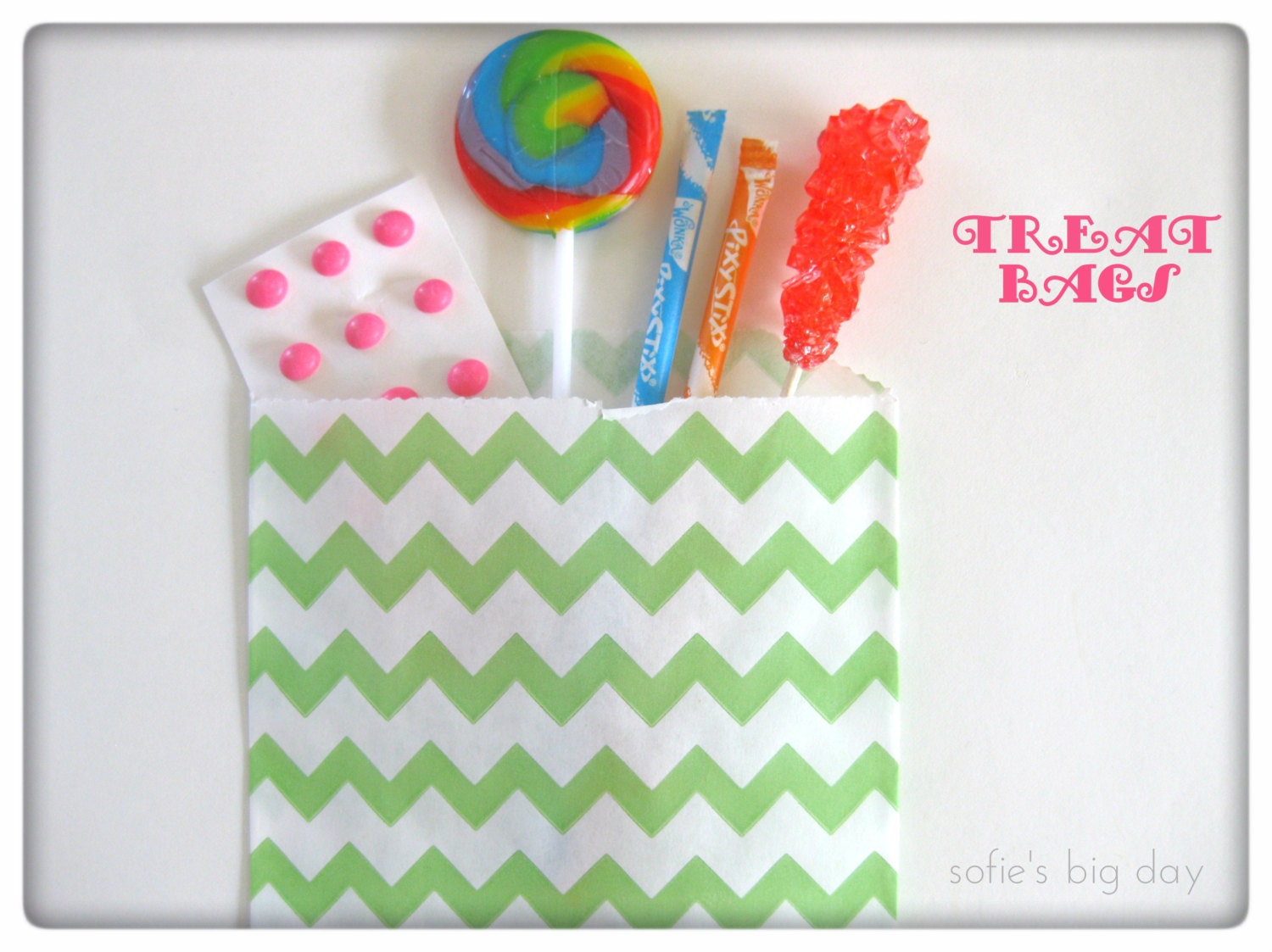 GREEN CHEVRON Stripe Treat Bags-goody bags- favor bags-packaging-20 count Il_170x135