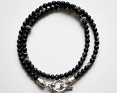 Men's Bracelet - Striped Black Onyx - Wrap Bracelet