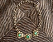 Vintage Emerald Green Bib Necklace