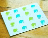 Patterned Green and Blue Cat Card: Cat Playing with A Toy Mouse