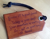 You're Off to Great Places Dr Seuss saying travel luggage tag hand carved - customized personalized