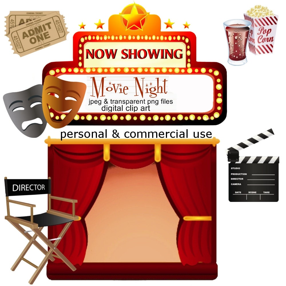 Clip Art: Movie Night Png Digital Images no 053