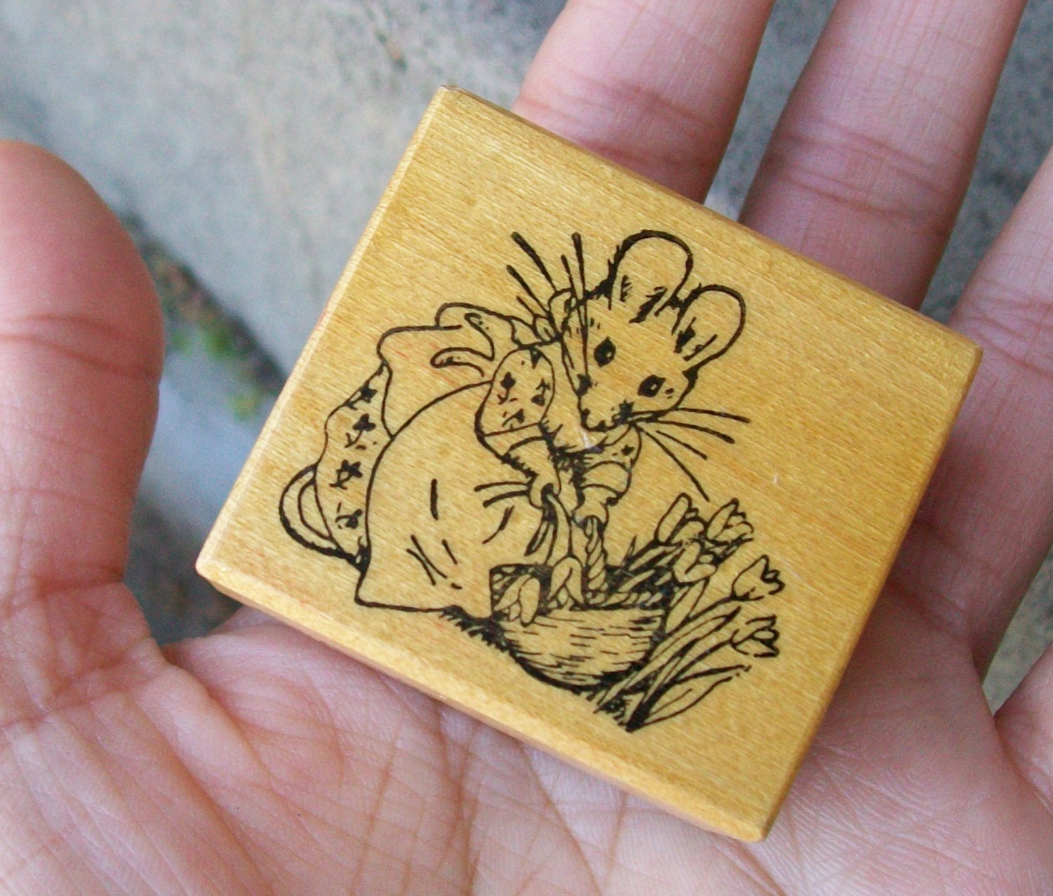 Rare Beatrix Potter Hunca Munca Mouse Rubber Stamp