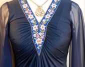 70's Navy Maxi Dress