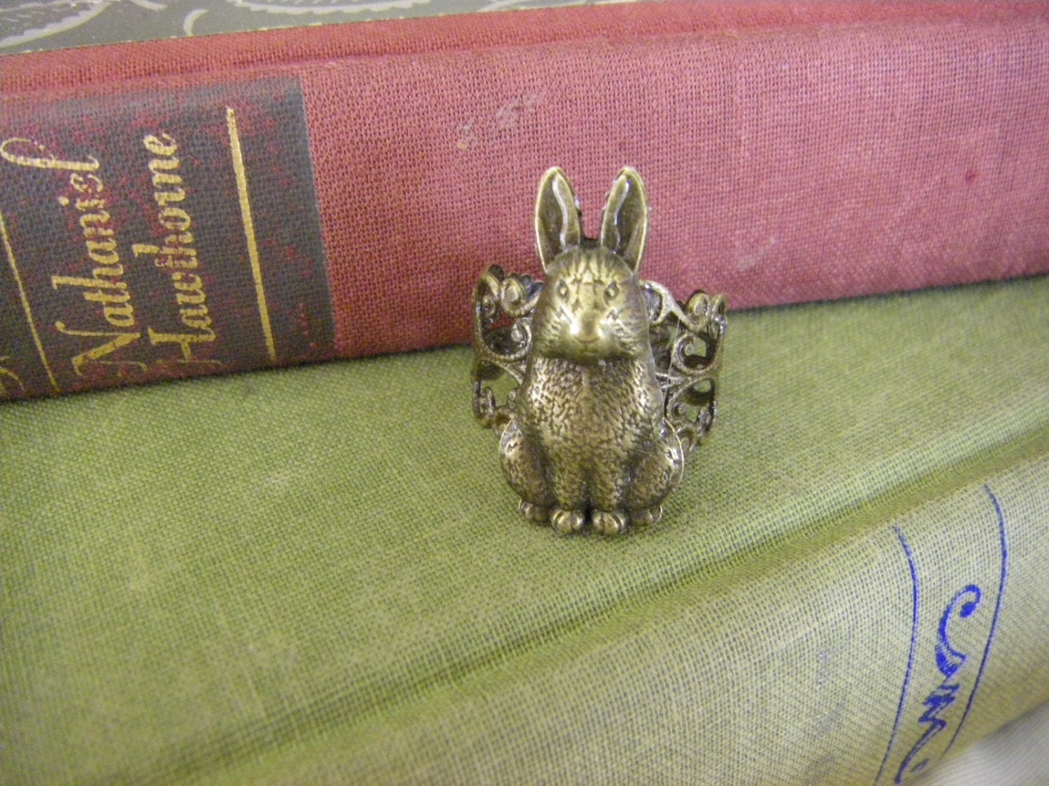 Bunny Rabbit Ring Velveteen Rabbit Inspired  one size adjustable handmade under 20