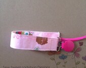 Soothie Fabric Pacifier Clip in Michael Miller Fabric Retro Forest Life Girl Pacifier Clip Ready to ship