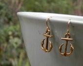 Ahoy Sailor Antiqued Gold Anchor Earrings