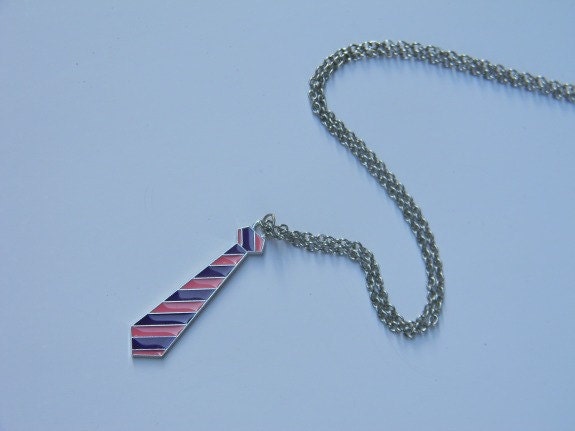 Pink & Purple Striped NeckTie Necklace