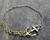 Antiqued Bronze Dainty Anchor Bracelet