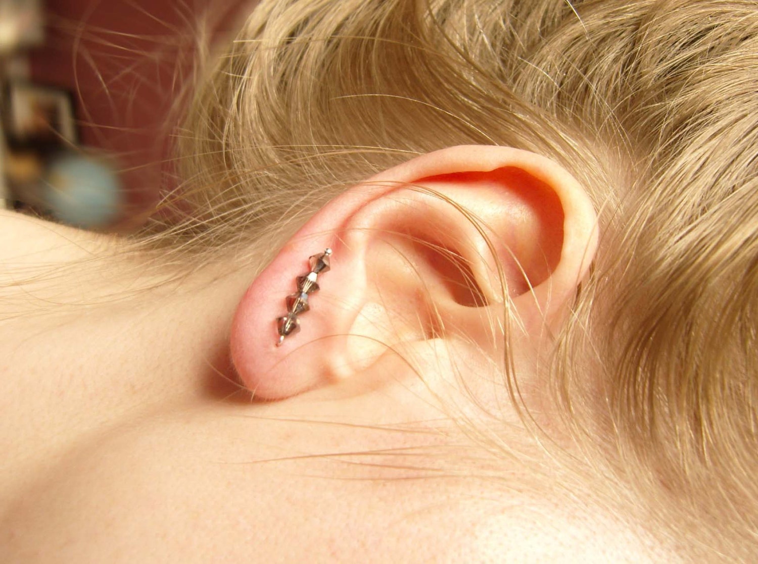 Crystal Ear Pin Earrings, Long Stud Earrings, Smokey Grey Earrings, Fashion Jewellery UK