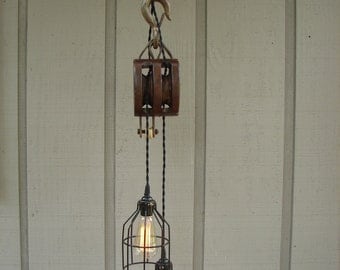 Industrial Pulley Pendant Light