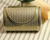 Vintage Pill Box Handbag Style Striped Design Hinged Flap