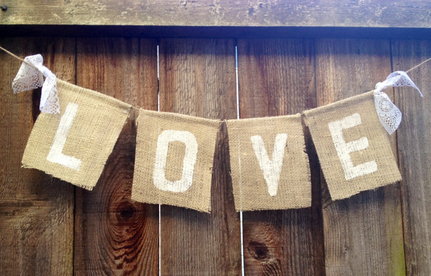 LOVE (burlap and lace) : Sweet Burlap Bunting