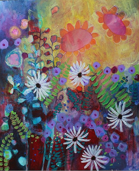 Acrylic Painting Abstract Floral Contemporary "Garden Jubilee"