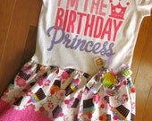 Birthday Princess Dress Upcycled Tee Girls 4T 5T