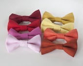 Linen Hair Bow / Clip on Bow-Tie - Warm Tones - Choose One