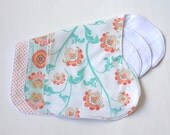 Burp Cloths, Contoured, Set of 3 - Blue & Red